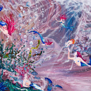 a colorful undersea painting with a mermaid